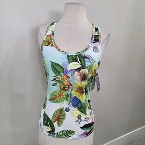 Athleta Floral Tropical Racerback Tank - White/Green/Yellow